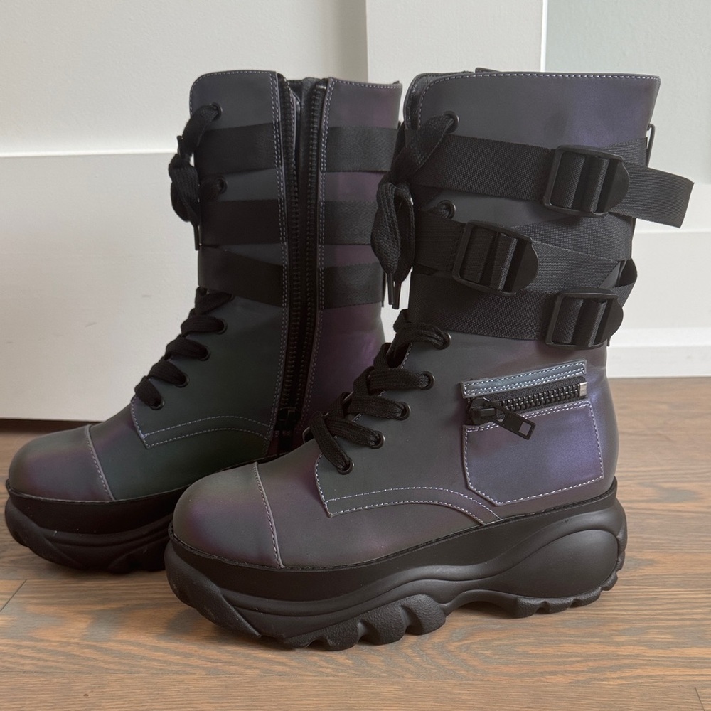 Black/ Multicolour Combat Boots ~ NEVER WORN!